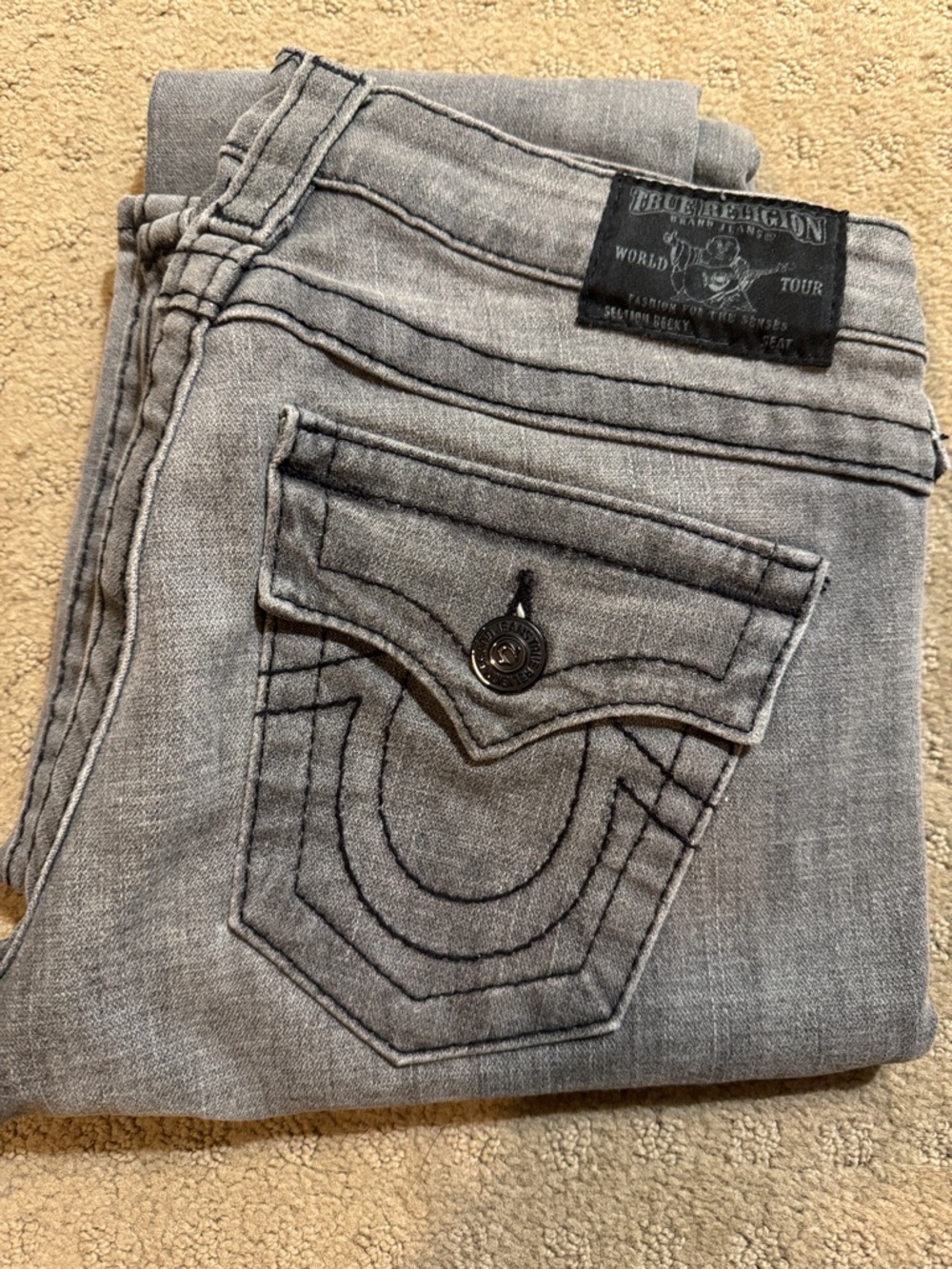 True Religion Women’s Becky Light Gray Boot Cut Jeans - Signature Pocket